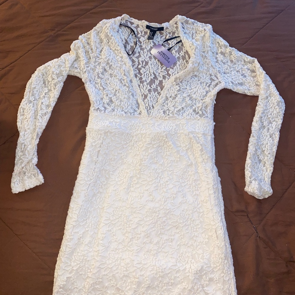 White plunge dress